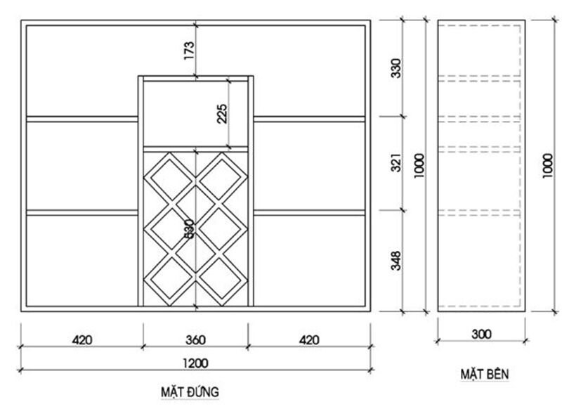 tủ rượu ốp tường